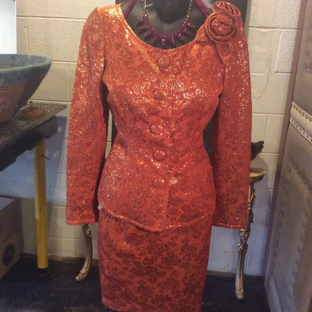 Custom Made Burnt Orange 2 Piece Suit Approx Sz 6
